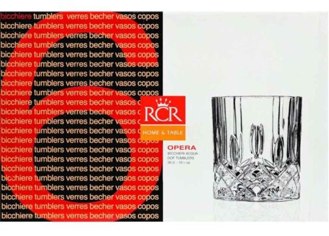 Szklanki do whisky 300 ml komplet 6 sztuk Opera 258610/237920 RCR Cristalleria Italiana