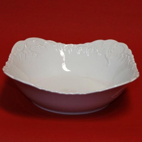 Salaterka kwadratowa 24 cm ROCOCO 0001 Biała Ćmielów Salaterka kwadratowa 24 cm ROCOCO 0001 Biała Ćmielów