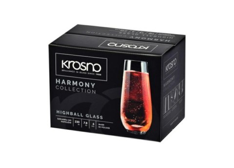 Szklanki do napojów long 230 ml B367 HARMONY komplet 6 sztuk Krosno Glass Szklanki do napojów long 230 ml B367 HARMONY komplet 6 sztuk Krosno Glass