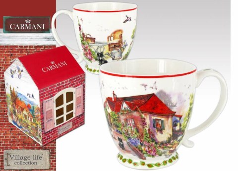 Kubek czrwony dworek 460 ml 041-0003