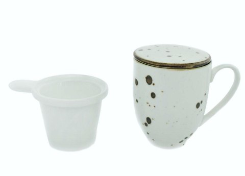 Kubek z zaparzaczem 400 ml + pokrywka Cottage White 1108 Bogucice Kubek z zaparzaczem 400 ml + pokrywka Cottage White 1108 Bogucice