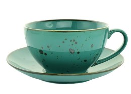 Filiżanka 450 ml ze spodkiem 16,5 cm Cottage Turkus 0985 Bogucice