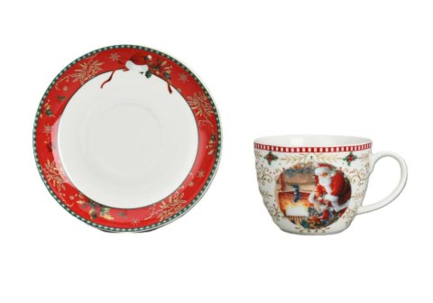 Filiżanka świąteczna 400 ml ze spodkiem 15 cm 555-7305 Mikołaj Marco-Polo