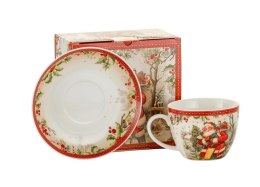 Filiżanka świąteczna 400 ml ze spodkiem 15 cm