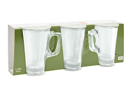 Komplet 3 szklanych kubków z uchwytem COFFE TEA 250ML YE5000030 Koopman
