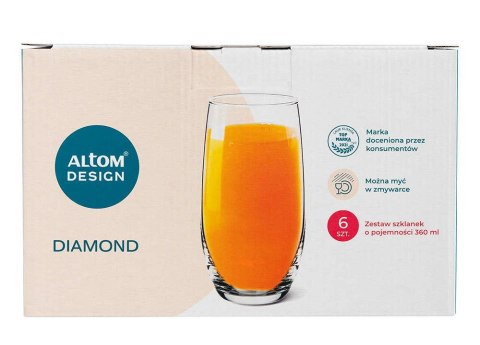 Komplet 6 szklanek LONG 360 ml DIAMOND 7619 Altom Design Komplet 6 szklanek LONG 360 ml DIAMOND 7619 Altom Design