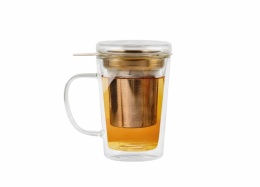 Kubek 300 ml AMO 9378 podwójna ścianka z zaparzaczem Vialli Design