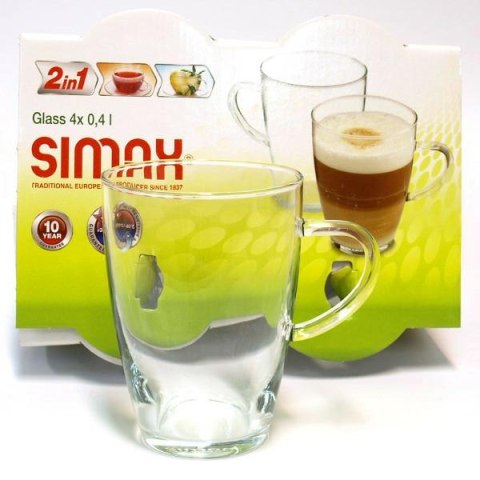 Szklanki żaroodporne LYRA 400 ml z uchem 2612/4 komplet 4 sztuk Simax Szklanki żaroodporne LYRA 400 ml z uchem 2612/4 komplet 4 sztuk Simax
