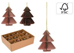 Zawieszka świąteczna papierowa 8cm w kształcie choinki mix Koopman