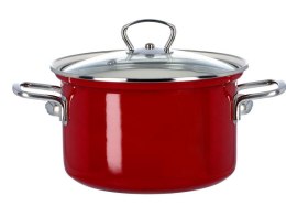 Garnek emaliowany 16/2,1L pokrywka szklana ECO CERAMIC BELIS czerwony 146837