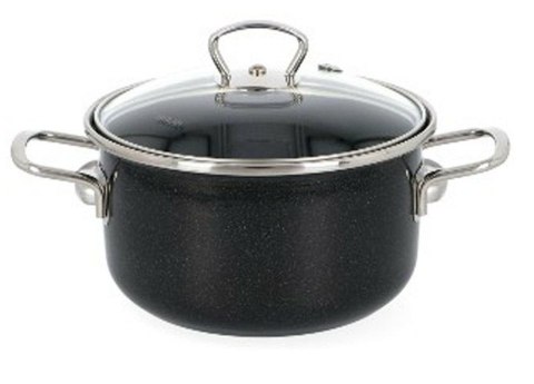 Garnek emaliowany 24/5,5L pokrywka szklana PREMIUM CERAMIC BELIS czarny 160253