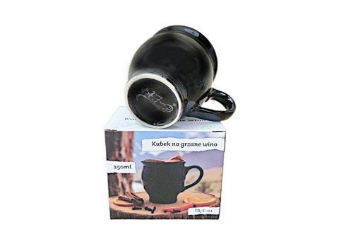 Kubek 250 ml z uchem Czarny do grzańca TR-C-02 Tragar