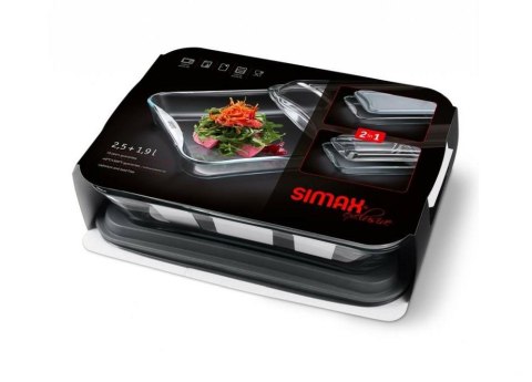 Naczynie żaroodporne prostokątne 2,5 l z dwoma pokrywami 7216/7576/D Simax exclusive